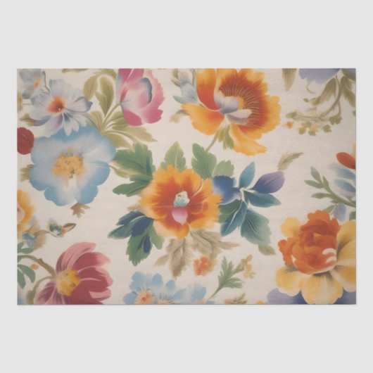 Italiaanse bloemendruk decoupage / tissuepapier (Voorkant)