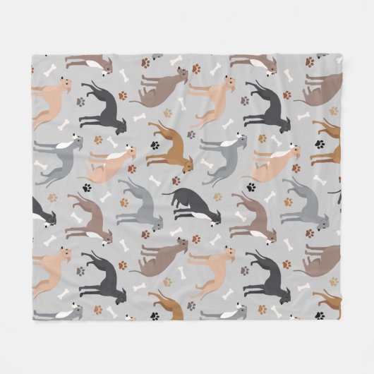 Italiaanse Botten van Greyhound Dog en Paws Fleece Deken (Voorkant (Horizontaal))