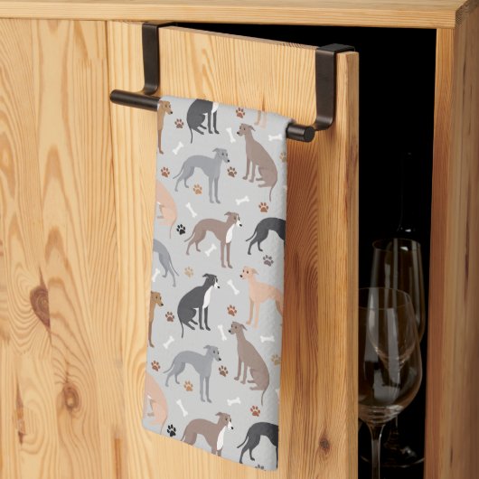Italiaanse Botten van Greyhound Dog en Paws Kitche Theedoek (Derde Gevouwen)