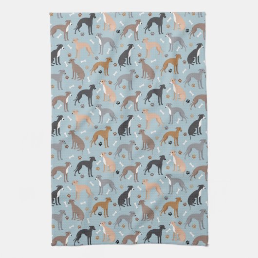 Italiaanse Botten van Greyhound Dog en Paws Kitche Theedoek (Verticaal)