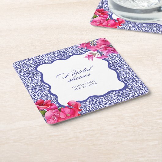 Italiaanse bougainvillea bruidsfeest kartonnen onderzetters (Schuin)