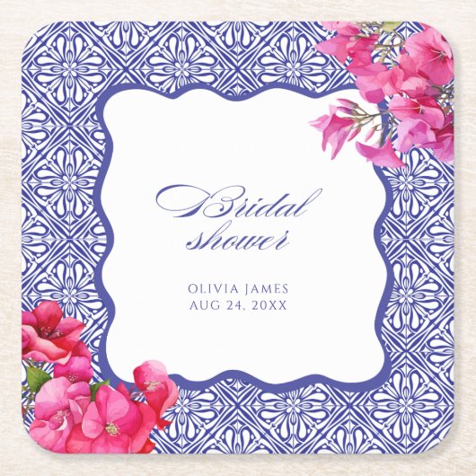 Italiaanse bougainvillea bruidsfeest kartonnen onderzetters (Voorkant)