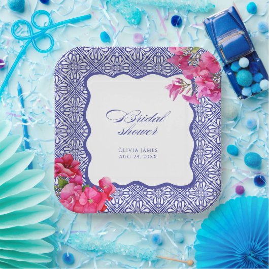 Italiaanse bougainvillea bruidsfeest papieren bordje (Feest)