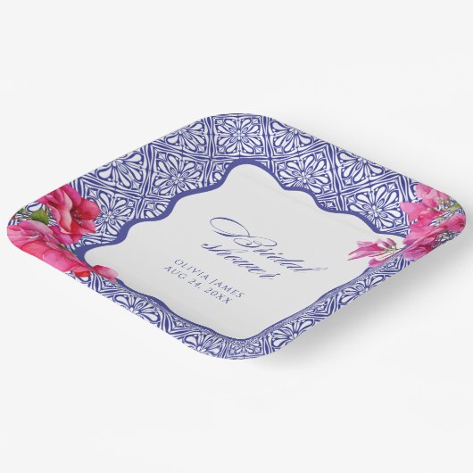 Italiaanse bougainvillea bruidsfeest papieren bordje (Gebogen)