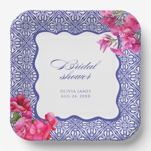 Italiaanse bougainvillea bruidsfeest papieren bordje (Voorkant)