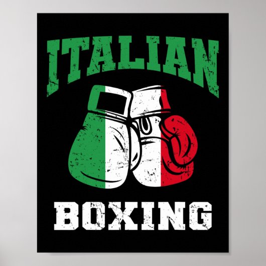 Italiaanse boxinghandschoenen Italië Vlagboxingtea Poster (Voorkant)