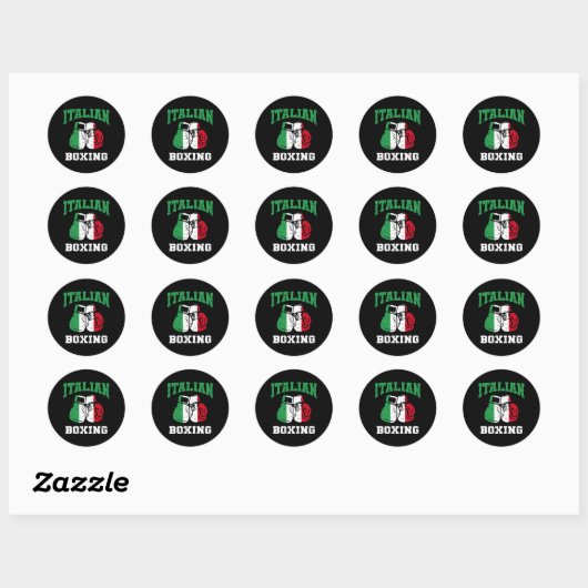 Italiaanse boxinghandschoenen Italië Vlagboxingtea Ronde Sticker (Vel)