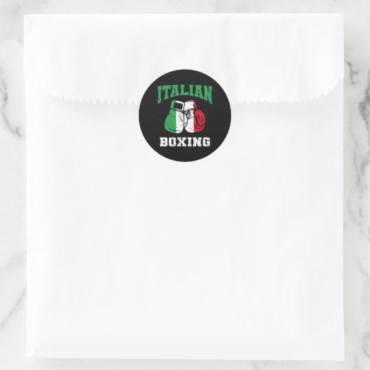 Italiaanse boxinghandschoenen Italië Vlagboxingtea Ronde Sticker (Tas)