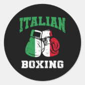 Italiaanse boxinghandschoenen Italië Vlagboxingtea Ronde Sticker (Voorkant)