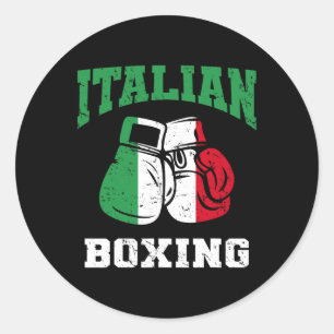 Italiaanse boxinghandschoenen Italië Vlagboxingtea Ronde Sticker