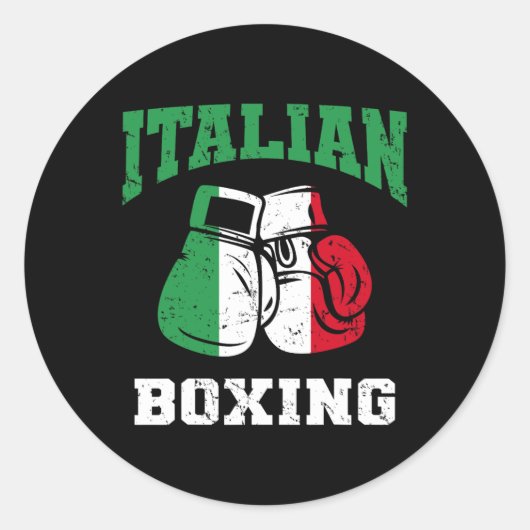 Italiaanse boxinghandschoenen Italië Vlagboxingtea Ronde Sticker (Voorkant)