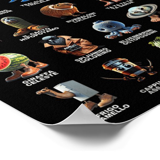 Italiaanse Brain Rot Italiaanse Brainrot Grappige  Poster (Hoek)