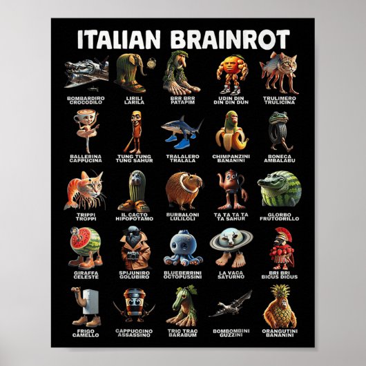 Italiaanse Brain Rot Italiaanse Brainrot Grappige Poster (Voorkant)