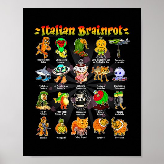 Italiaanse Brain Rot Italiaanse Brainrot Grappige  Poster (Voorkant)