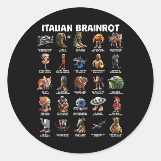 Italiaanse Brain Rot Italiaanse Hersenrot Grappige Ronde Sticker (Voorkant)