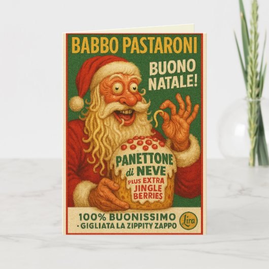 Italiaanse Brainrot Babbo Pastaroni Kerstmis Kaart (Voorkant)
