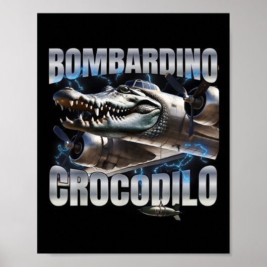 Italiaanse Brainrot Bombardino Crocodilo Poster (Voorkant)