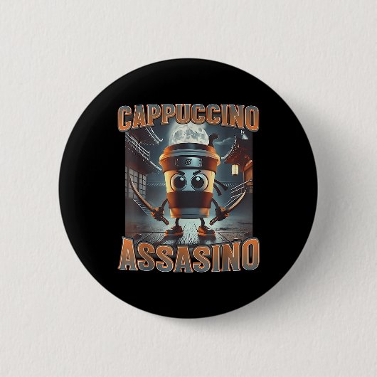 Italiaanse Brainrot Cappuccino Ino Ronde Button 5,7 Cm (Voorkant)