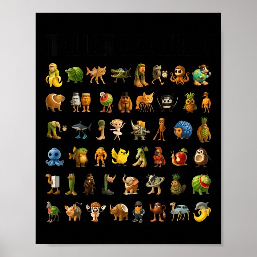 Italiaanse Brainrot Gen-z Meme Grappige Brain Rot Poster (Voorkant)