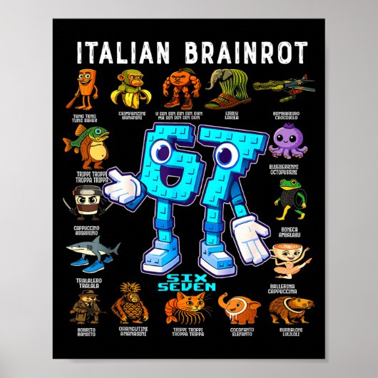 Italiaanse Brainrot Grappige 67 Meme Verjaardagsde Poster (Voorkant)