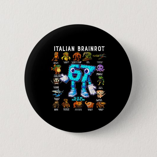 Italiaanse Brainrot Grappige 67 Meme Verjaardagsde Ronde Button 5,7 Cm (Voorkant)