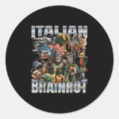 Italiaanse brainrot grote meme 4 juli vlag voet _3 ronde sticker (Voorkant)
