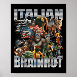 Italiaanse Brainrot Grote Meme 4 juli Vlag Voet Poster