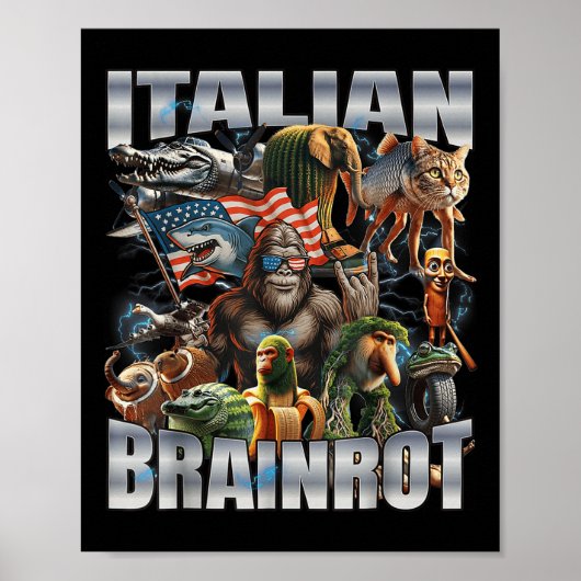 Italiaanse Brainrot Grote Meme 4 juli Vlag Voet Poster (Voorkant)