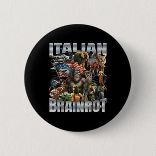 Italiaanse Brainrot Grote Meme 4 juli Vlag Voet Ronde Button 5,7 Cm