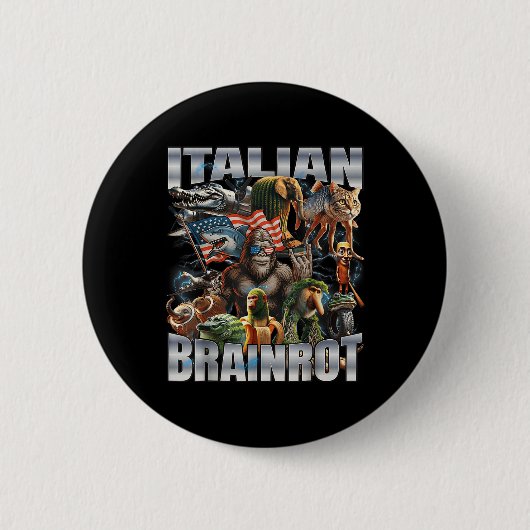 Italiaanse Brainrot Grote Meme 4 juli Vlag Voet Ronde Button 5,7 Cm (Voorkant)