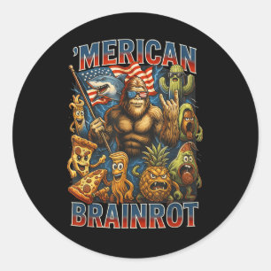 Italiaanse Brainrot Grote Meme 4 juli Vlag Voet Ronde Sticker
