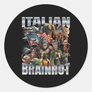 Italiaanse Brainrot Grote Meme 4 juli Vlag Voet Ronde Sticker