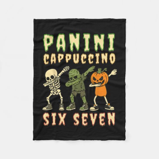 Italiaanse Brainrot Halloween Panini Cappuccino Si Fleece Deken (Voorkant)