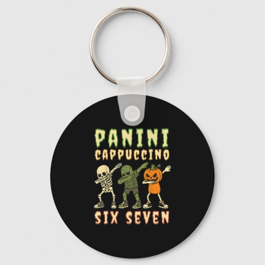 Italiaanse Brainrot Halloween Panini Cappuccino Si Sleutelhanger (Voorkant)