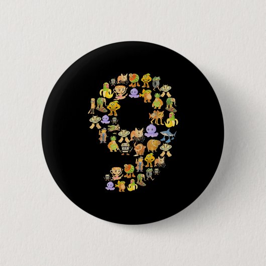 Italiaanse brainrot meme 9e verjaardagsfeest 9 jaa ronde button 5,7 cm (Voorkant)