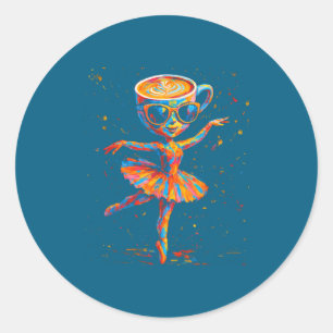 Italiaanse Brainrot Meme Ballerina Cappuccina Ronde Sticker