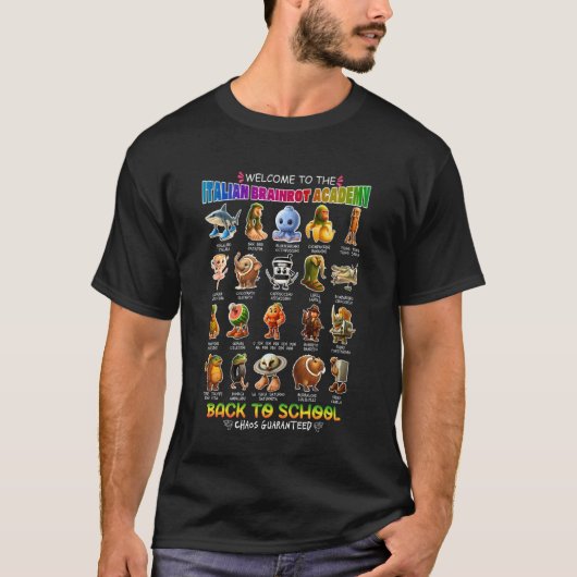 Italiaanse Brainrot Meme Grappig Terug naar School T-shirt (Voorkant)