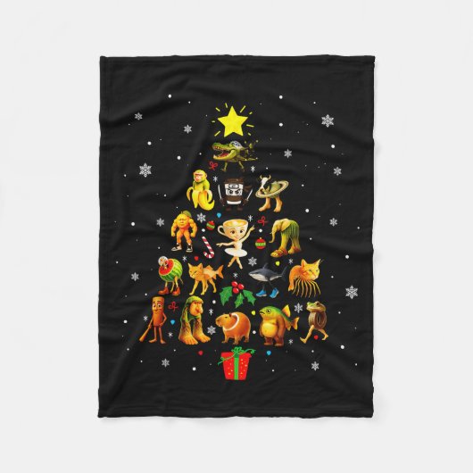 Italiaanse Brainrot Meme Kerstboom Brain Rot Kerst Fleece Deken (Voorkant)