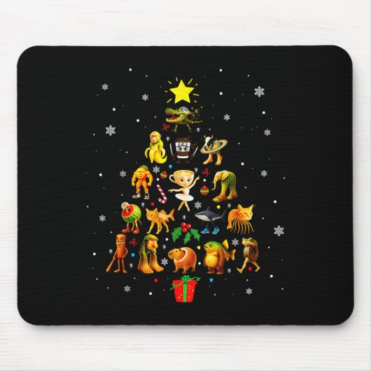 Italiaanse Brainrot Meme Kerstboom Brain Rot Kerst Muismat (Voorkant)