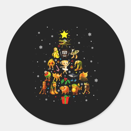 Italiaanse Brainrot Meme Kerstboom Brain Rot Kerst Ronde Sticker (Voorkant)