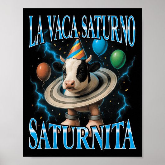 Italiaanse Brainrot Meme La Vaca Saturno Saturnita Poster (Voorkant)