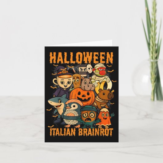 Italiaanse Brainrot Meme-personages Halloween-kost Kaart (Voorkant)