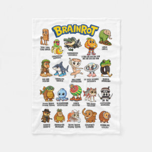 Italiaanse brainrot meme personages over absurde h fleece deken