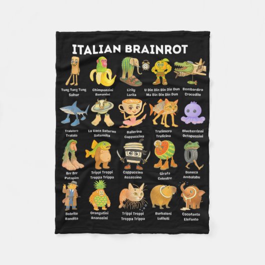 Italiaanse Brainrot Meme Voor Kinderen Jongen Mann Fleece Deken (Voorkant)