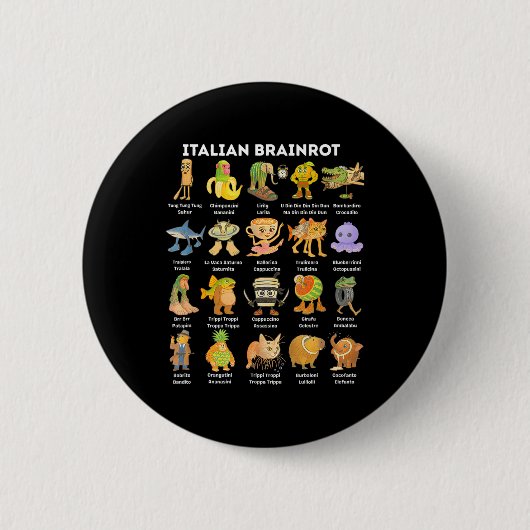 Italiaanse Brainrot Meme Voor Kinderen Jongen Mann Ronde Button 5,7 Cm (Voorkant)