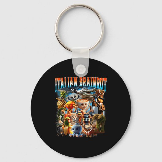 Italiaanse Brainrot-personages Funny Meme Populair Sleutelhanger (Voorkant)