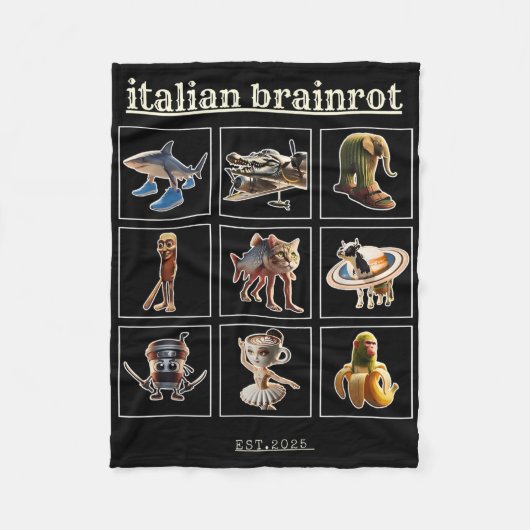 Italiaanse Brainrot-personages Meme Gen Z Funny Hu Fleece Deken (Voorkant)