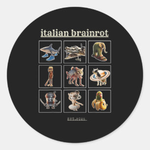 Italiaanse Brainrot-personages Meme Gen Z Funny Hu Ronde Sticker