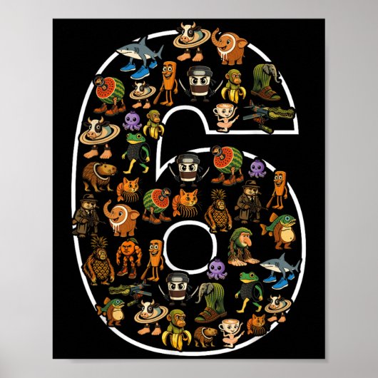 Italiaanse Brainrot Verjaardag 6 Leeftijd Meme 6e  Poster (Voorkant)