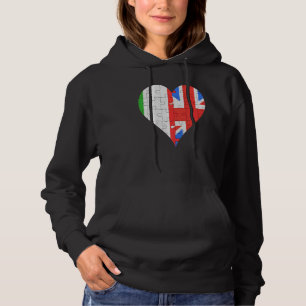 Italiaanse Britse vlag Heart Hoodie